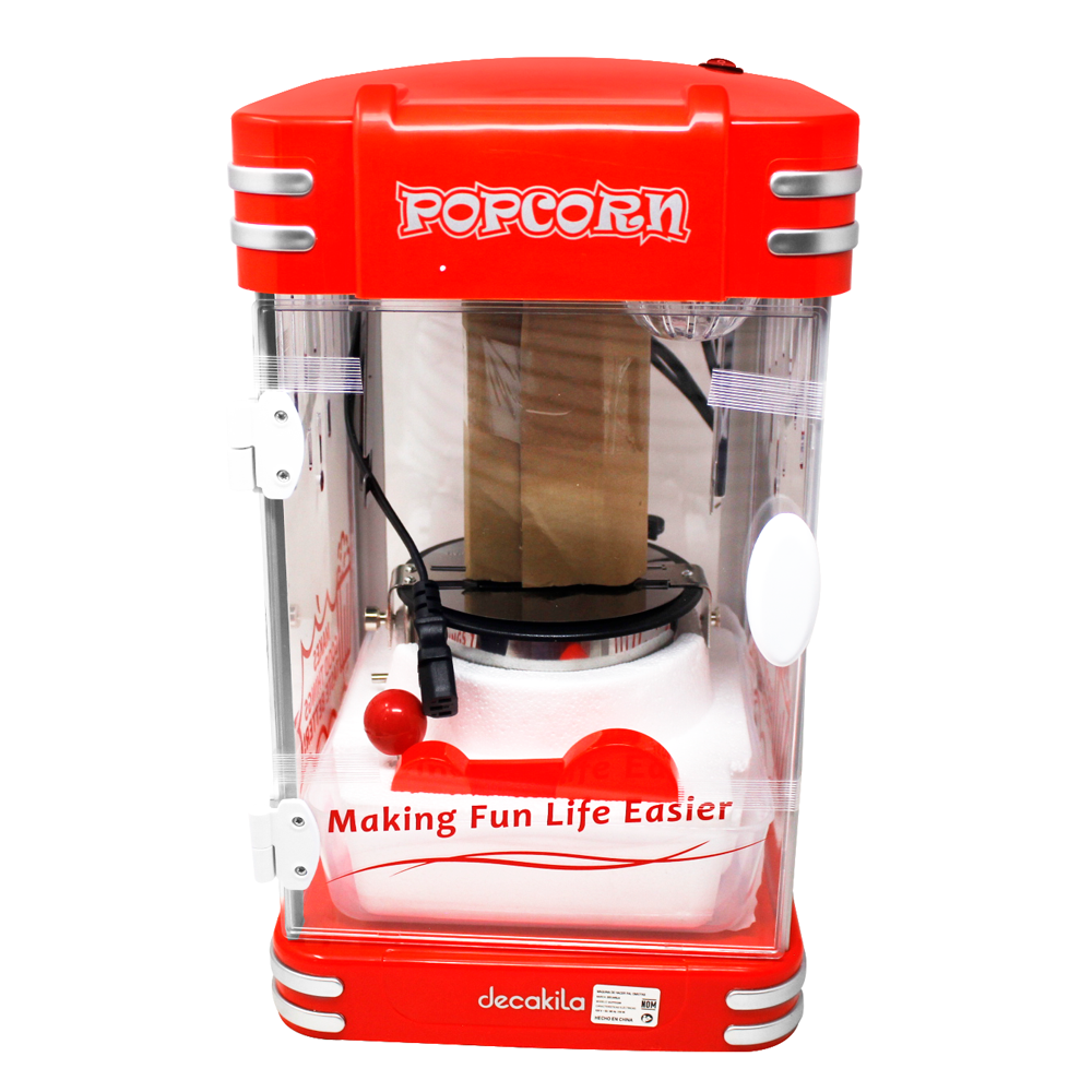 Máquina de Palomitas Tipo Cinema 2.5 Oz Roja Decakila KUTT019R (Caja de 2 Piezas)
