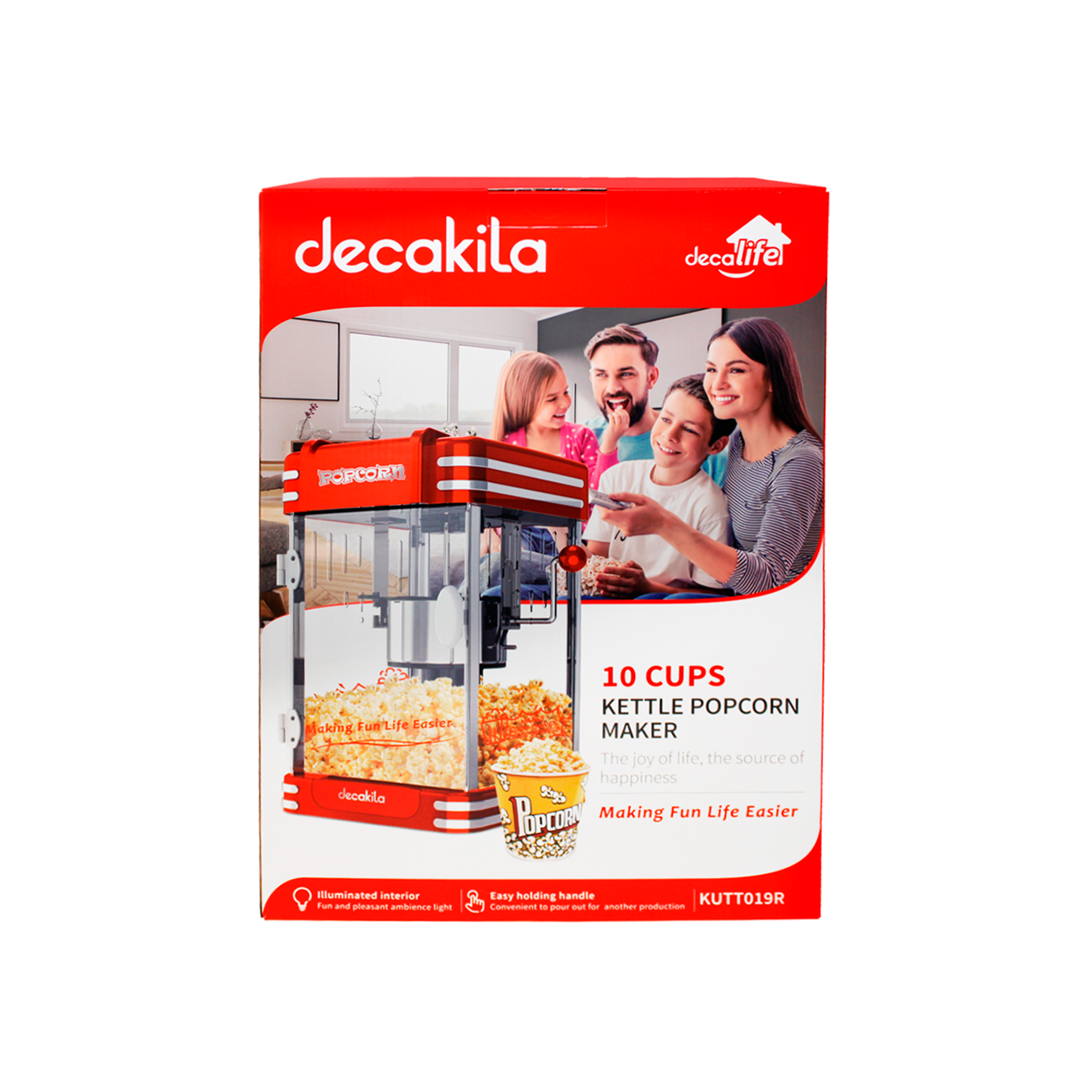 Máquina de Palomitas Tipo Cinema 2.5 Oz Roja Decakila KUTT019R (Caja de 2 Piezas)