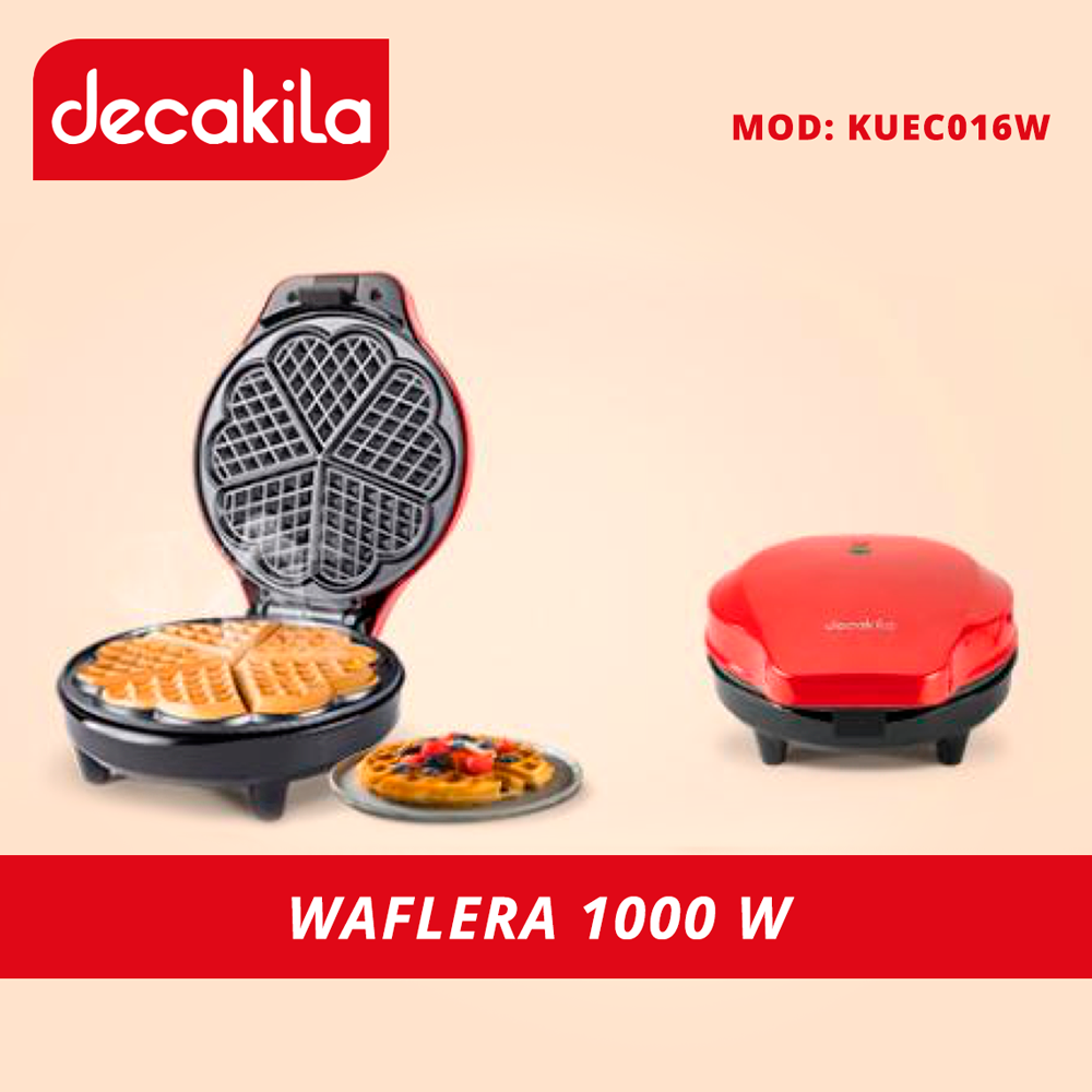 Máquina para Waffles Antiadherente 1000 W Roja Decakila KUEC016W
