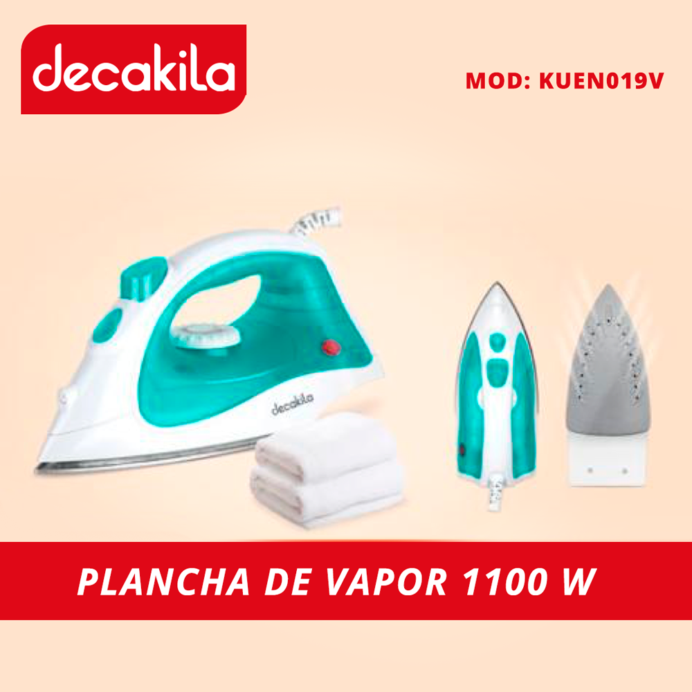 Plancha de Vapor con Antiadherente 1100 W Verde Aqua Decakila KUEN019V