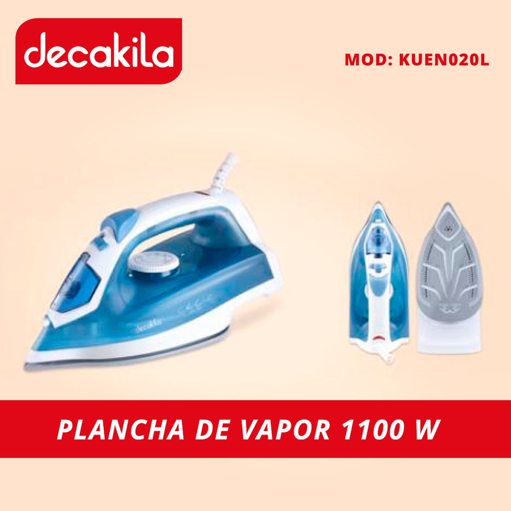 Plancha de Vapor Suela Cerámica 1100 W Azul Decakila KUEN020L