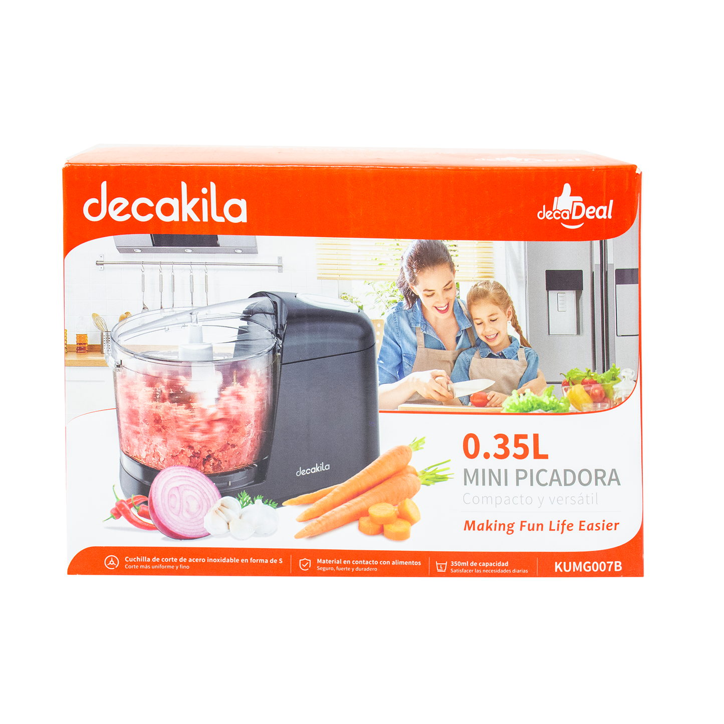Miniprocesador de Alimentos 350 ml Negro Decakila KUMG007B (Caja de 8 Piezas)