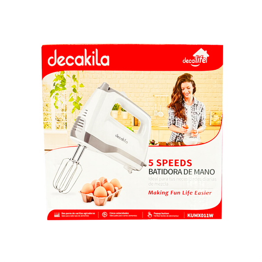 Batidora de Mano 5 Velocidades 200 W Blanca Decakila KUMX011W (CAJA DE 12 PZAS)