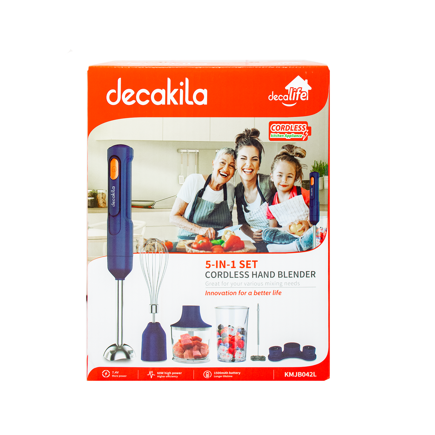 Batidora de inmersión 5 en 1 con accesorios Inalámbrico Azul Decakila KMJB042L
