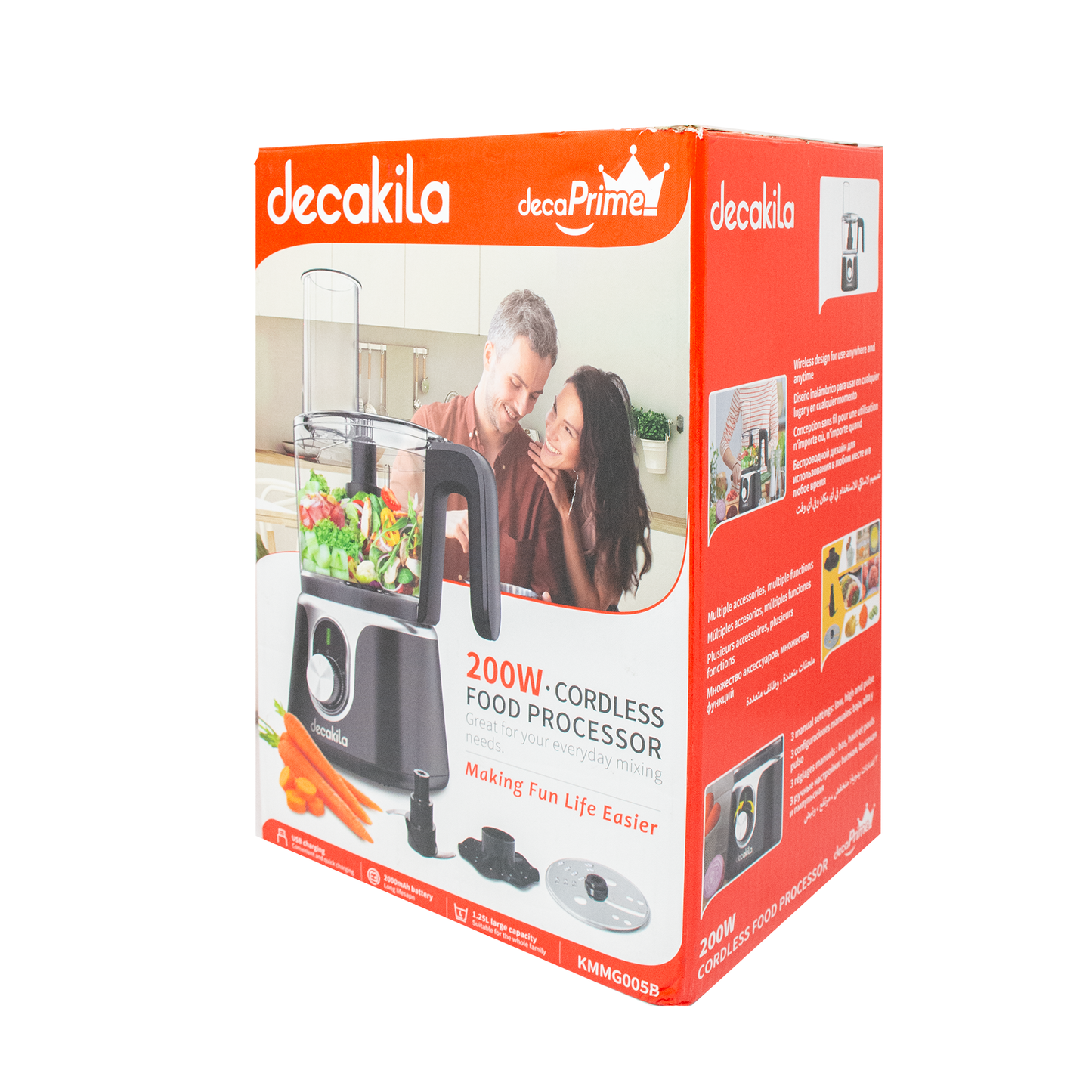 Procesador de alimentos Inalámbrico con Accesorios Negro Decakila KMMG005B