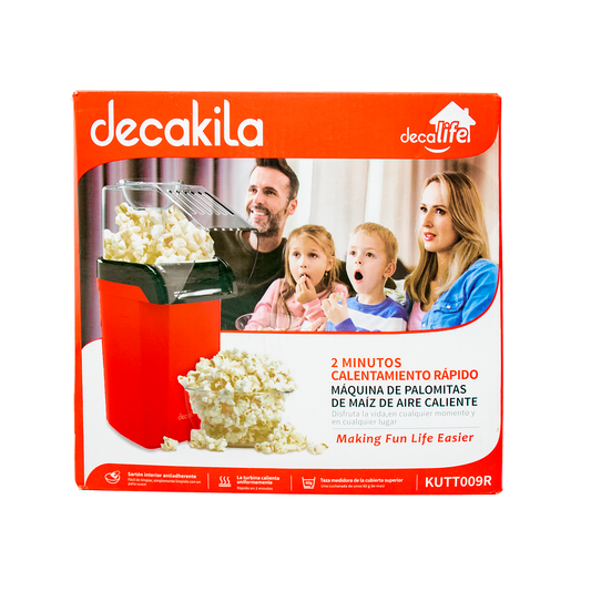 Máquina de Palomitas de Aire Caliente Rojo Decakila KUTT009R (Caja de 12 Piezas)
