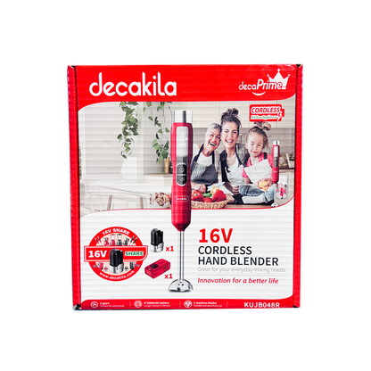 Batidora de Inmersión 5 Velocidades Inalámbrica con Batería Recargable Roja Decakila KUJB048R (Caja de 10 Piezas)
