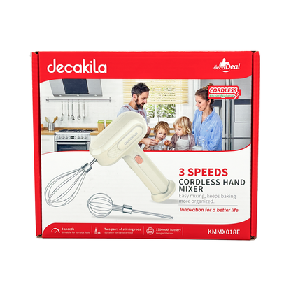 Batidora de Mano Inalámbrica 3 Velocidades Blanca Decakila KMMX018E