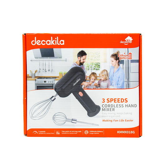 Batidora de Mano Inalámbrica 3 Velocidades Gris Decakila KMMX018G (Caja de 12 Piezas)