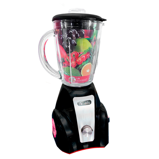 Licuadora Inalámbrica Negra, Vaso de Vidrio de 1.5 L, 300 W Decakila KMBJ050B