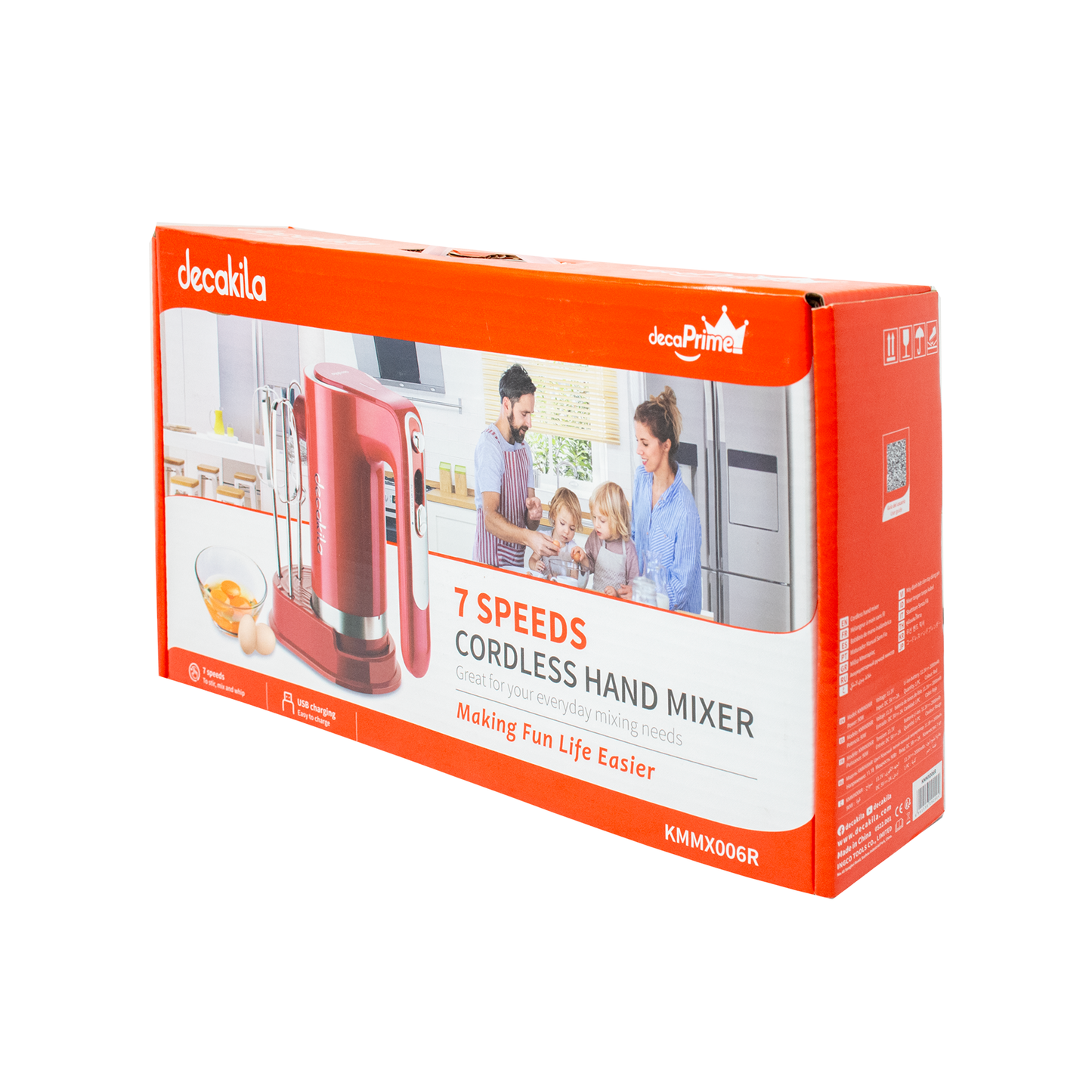 Batidora de Mano 7 Velocidades Inalámbrica con Accesorios Roja Decakila KMMX006R
