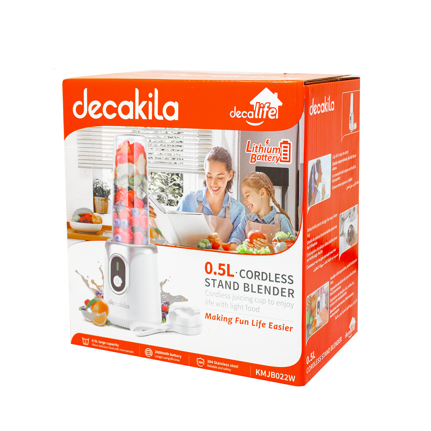 Licuadora Personal 500 ml Inalámbrica Blanca Decakila KMJB022W (Caja de 8 Piezas)