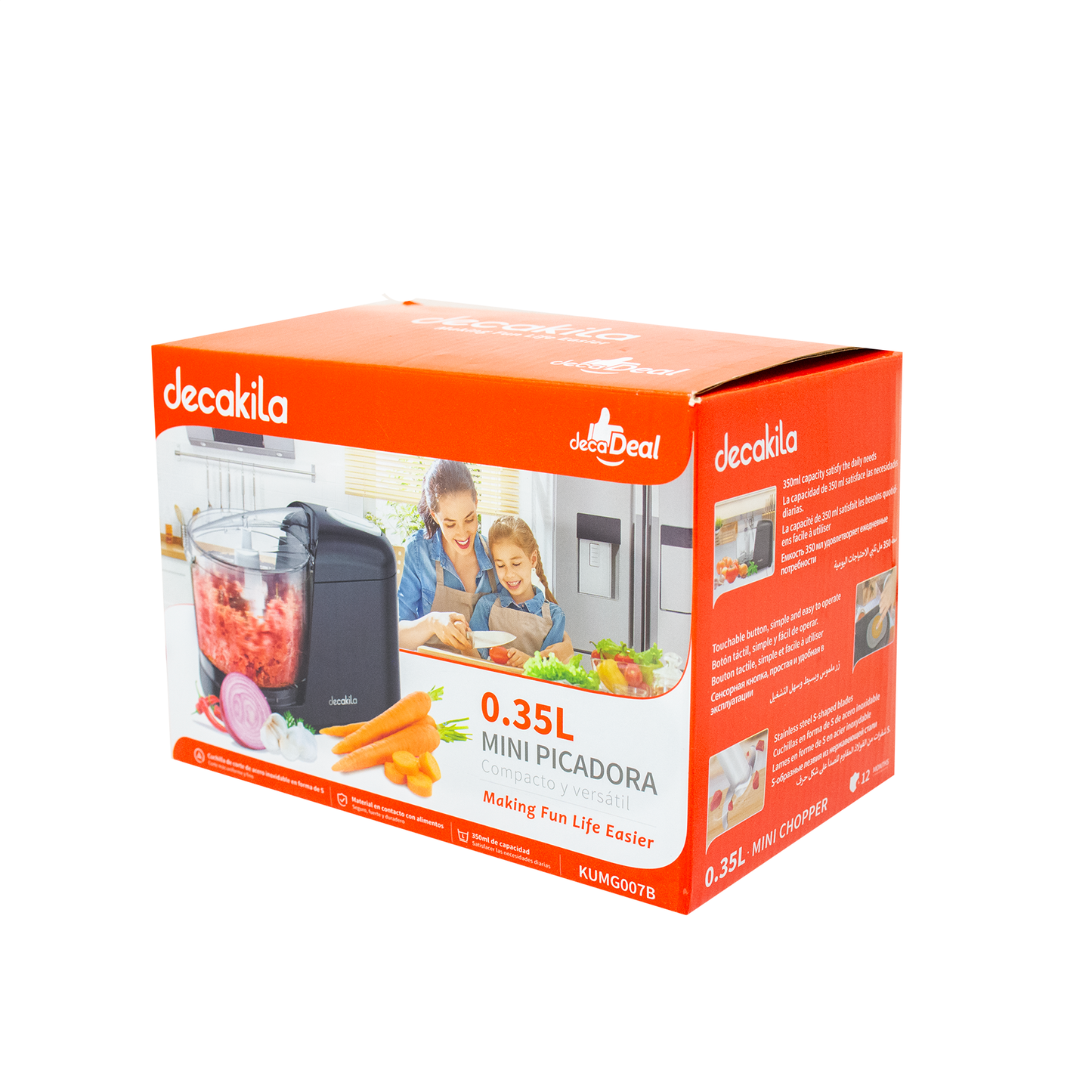 Miniprocesador de Alimentos 350 ml Negro Decakila KUMG007B (Caja de 8 Piezas)