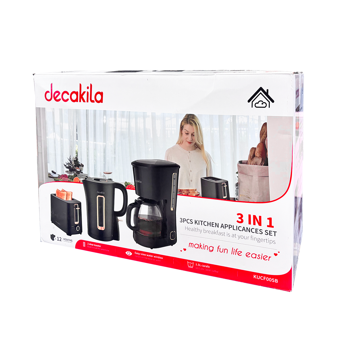 Paquete desayuno: Cafetera, Tostador, y Hervidor Decakila KUCF005B