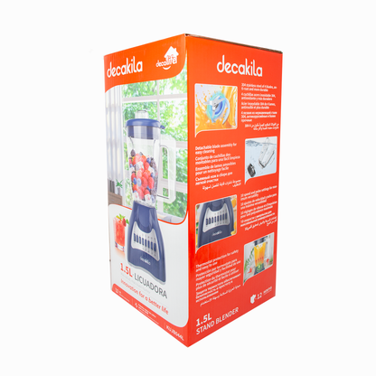 Licuadora 10 Velocidades Vaso de Plástico Azul Decakila KUJB044L (Caja de 4 Piezas)