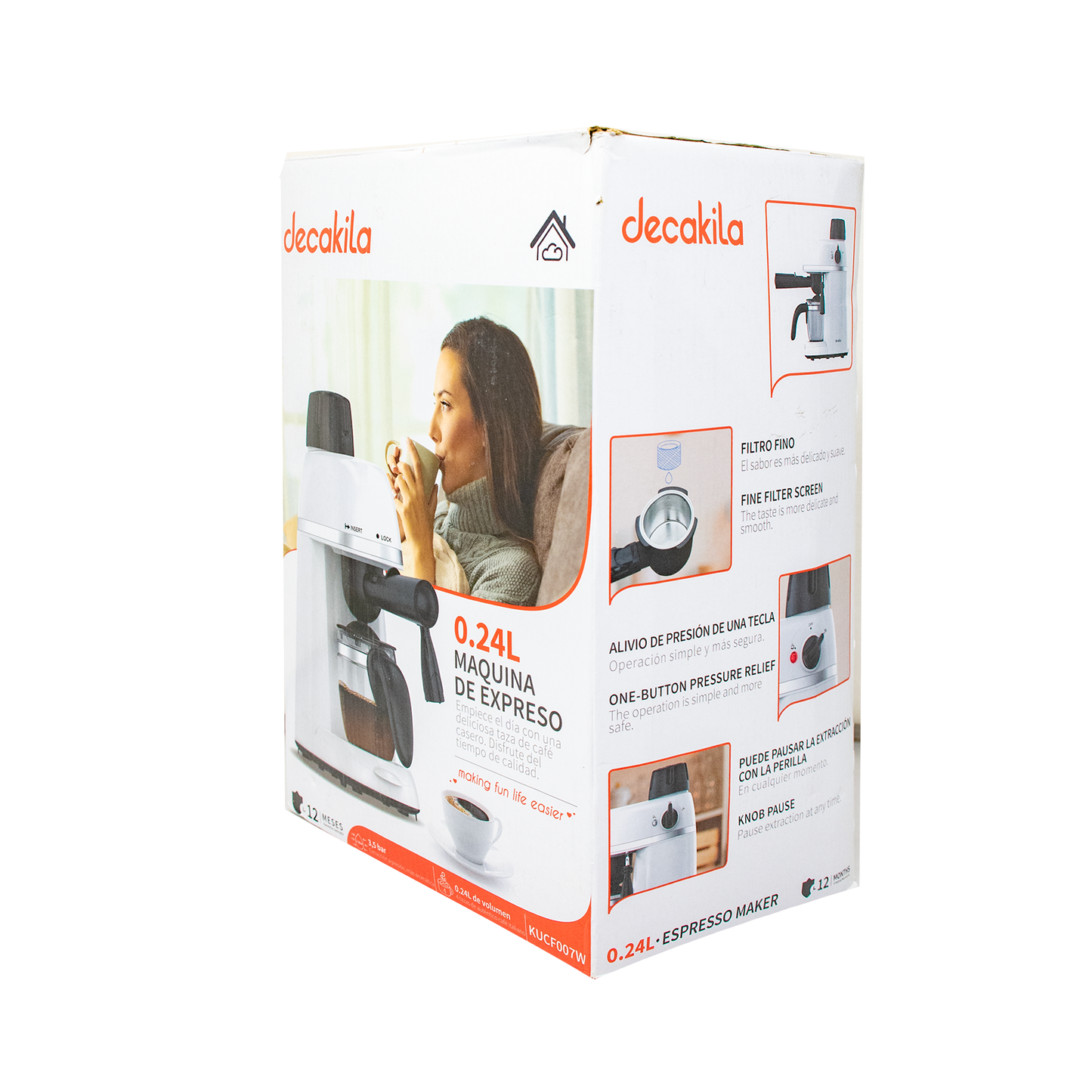 Cafetera de Expresso 4 Tazas (240 ml) 800 W Decakila KUCF007W (CAJA DE 4 PZAS)
