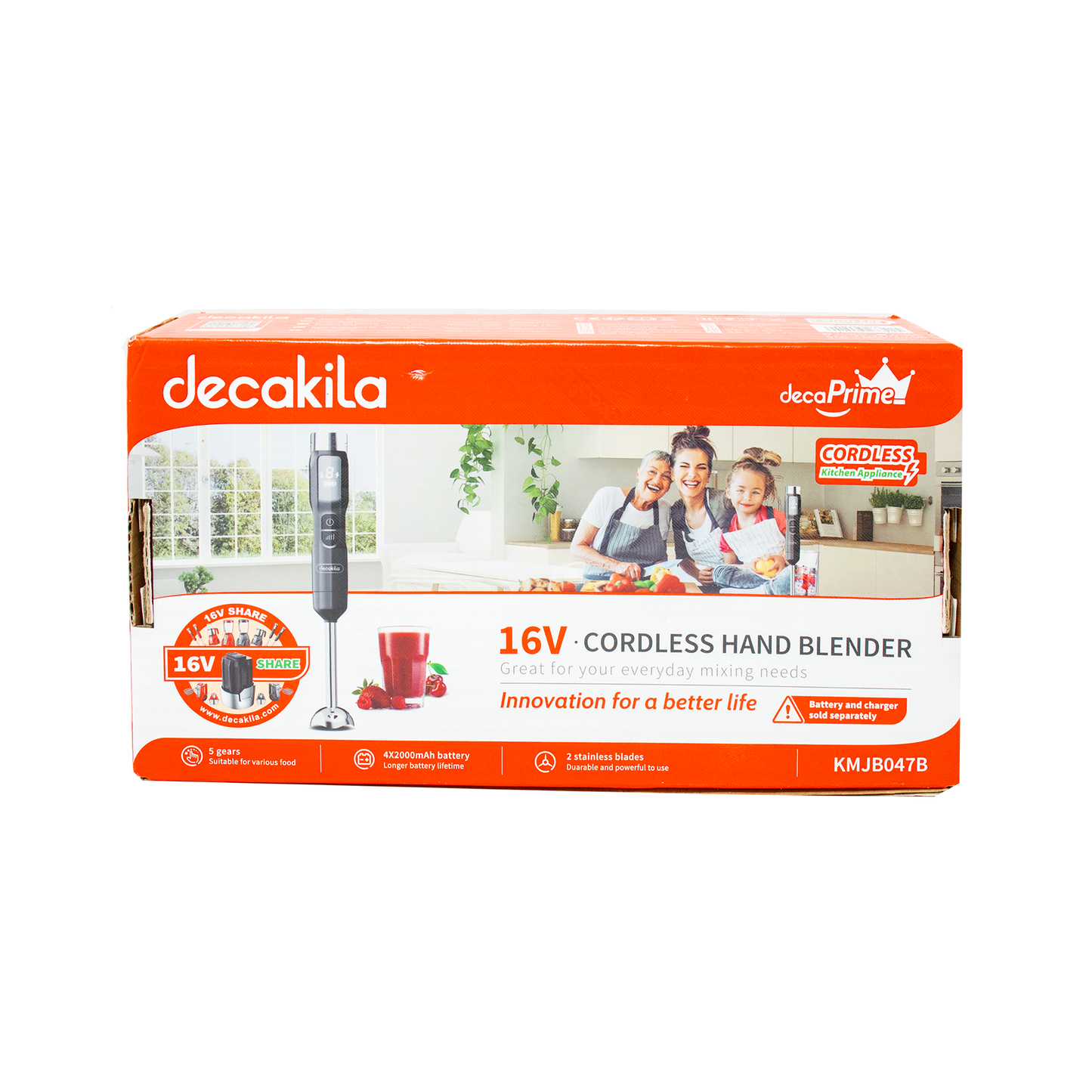 Batidora de Inmersión Inalámbrica de Batería 5 Velocidades Negra Decakila KMJB047B