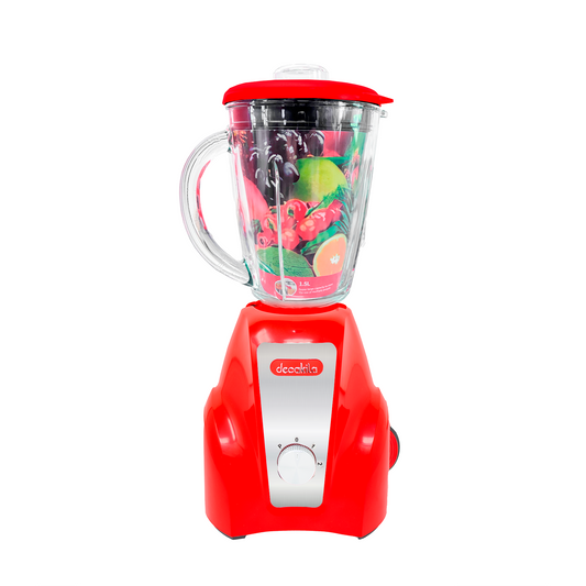 Licuadora 2 Velocidades Vaso de Vidrio 1.5 L Inalámbrica con Batería Recargable Roja Decakila KMJB050R