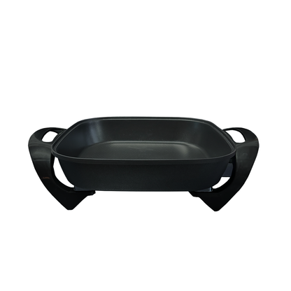 Sartén Eléctrico de 30 X 30 cm con Antiadherente y Tapa de Vidrio Negro Decakila KUEC051B (Caja con 4 Piezas)