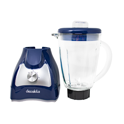 Licuadora 2 Velocidades + Pulso Vaso de Vidrio Azul Decakila KUJB045L (Caja de 4 Piezas)