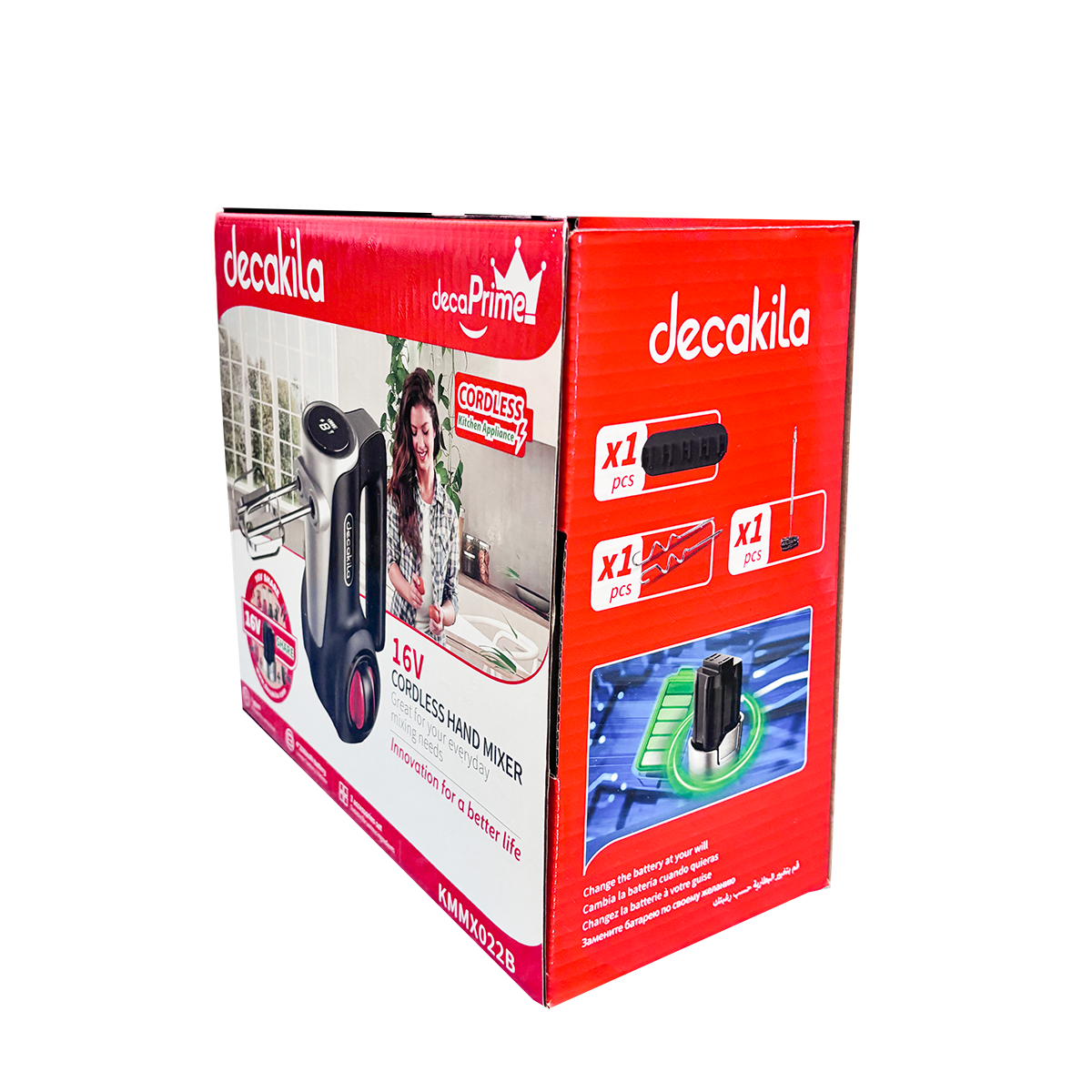 Batidora de Mano 7 Velocidades Inalámbrica de Batería Negra Decakila KMMX022B (Caja de 6 Piezas)