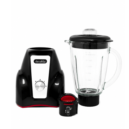 Licuadora 2 Velocidades Vaso de Vidrio 1.5 L Inalámbrica con Batería Recargable Negra Decakila KMJB050B