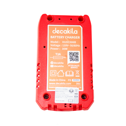 Cargador de Baterías 16 V de 1.3 A Decakila HUDC006B (PAQUETE DE 20 PIEZAS)