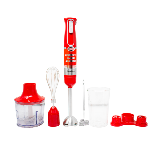 Batidora de Inmersión Inalámbrica con Accesorios 5 en 1 Roja Decakila KMJB021R