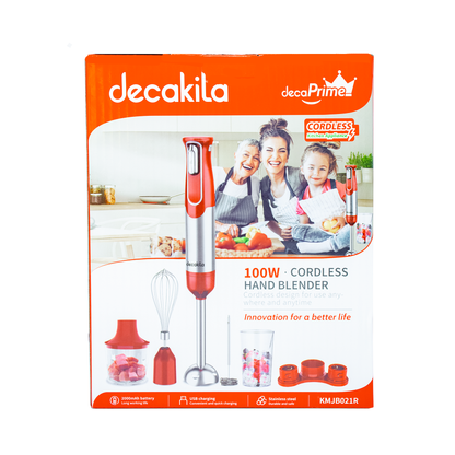 Batidora de Inmersión Inalámbrica con Accesorios 5 en 1 Roja Decakila KMJB021R