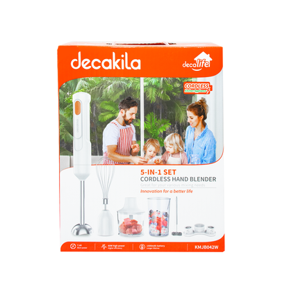 Batidora de inmersión 5 en 1 con accesorios Inalámbrico Blanco Decakila KMJB042W (Caja con 6 Piezas)
