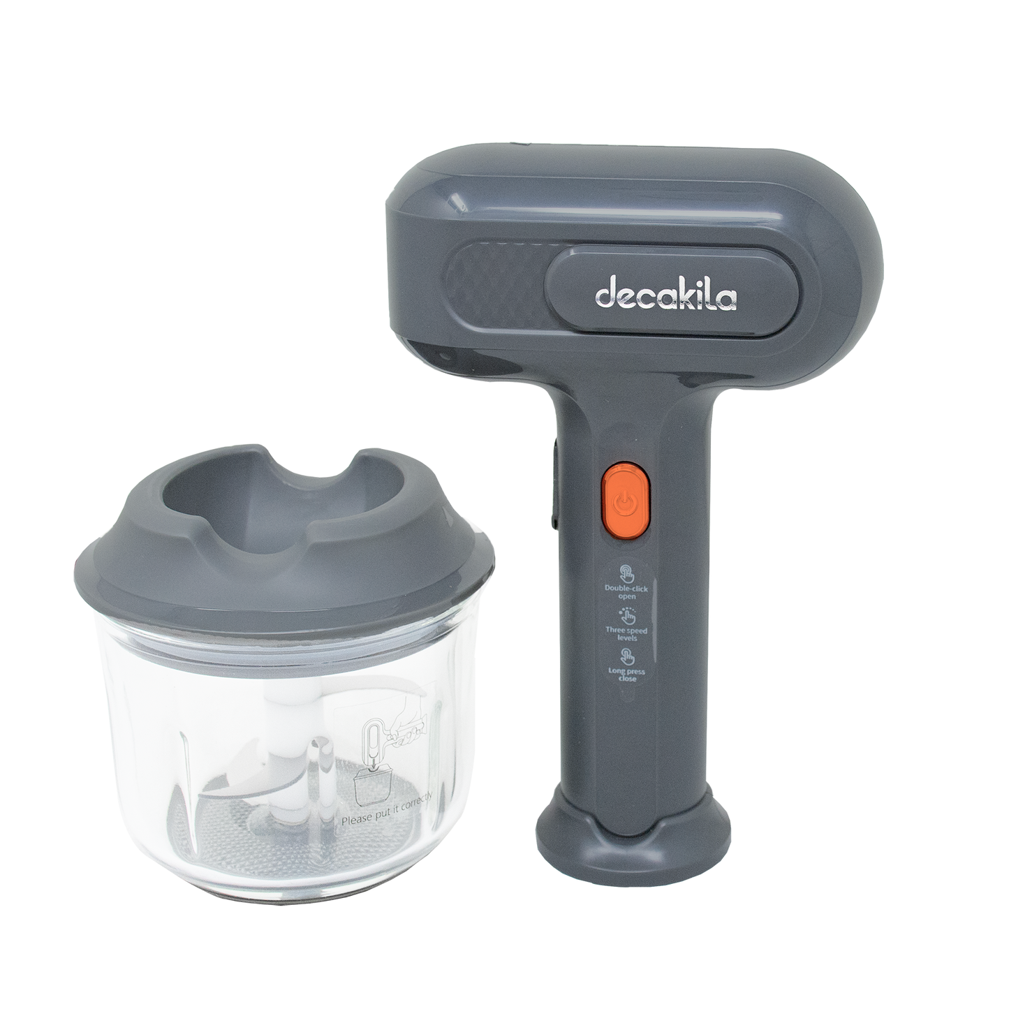 Batidora de Mano Inalámbrica 3 Velocidades con Tazón Procesador de 300 ml Negra Decakila KMMX019G
