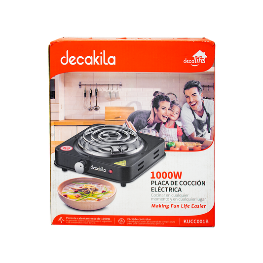 Parrilla Eléctrica de Resistencia 1000 W Decakila KUCC001B (Caja de 12 Piezas)