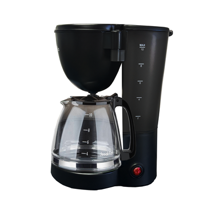 Cafetera de Goteo 10 Tazas (1.25 L) con Filtro Permanente Negra Decakil KUCF001B (Caja de 6 Piezas)