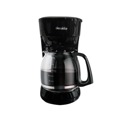 Cafetera de Goteo 12 Tazas (1.8 L) con Filtro Permanente Negra Decakila KUCF036B (Caja con 4 Piezas)