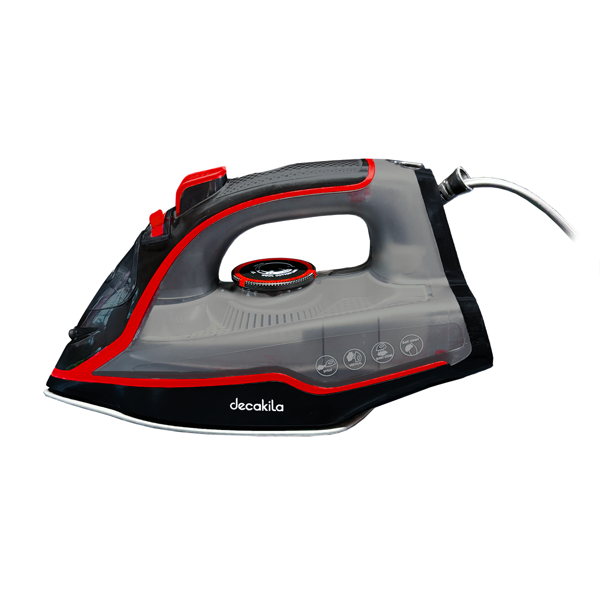 Plancha de Vapor Suela Antiadherente 1700 W Negro/Rojo Decakila KUEN001W