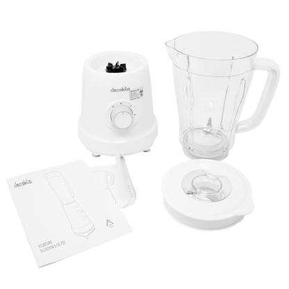 Licuadora 2 Velocidades + Pulso Vaso de Plástico 500 W Blanca Decakila KUJB014W (Caja de 4 Piezas)