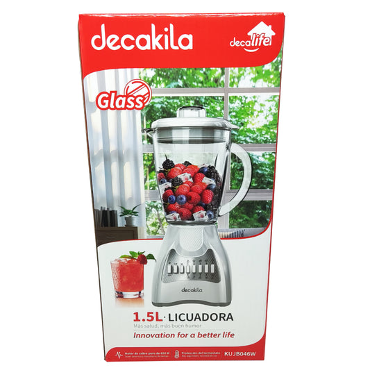 Licuadora 10 Velocidades Vaso Vidrio Blanca Decakila KUJB046W (Caja de 4 Piezas)