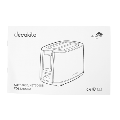 Tostador 2 Rebanadas 750 W Negro Decakila KUTS008B (Caja de 6 Piezas)