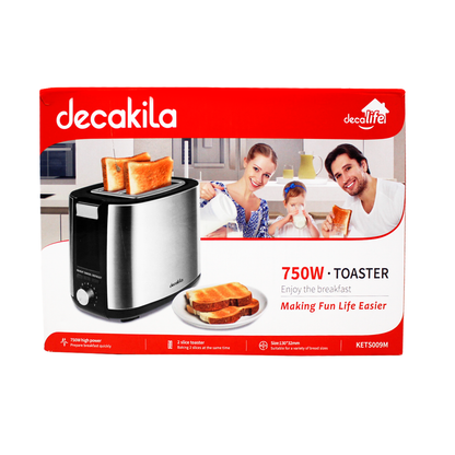 Tostador 2 Rebanadas Acero Inoxidable 750 W Decakila KUTS009M (Caja de 6 Piezas)